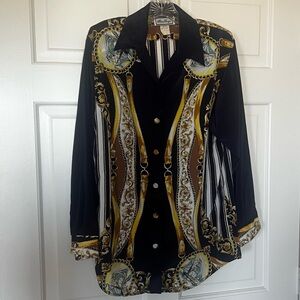 Alexis Georgio Vintage Navy and‎ Gold White Striped Blazer Baroque Sz Medium